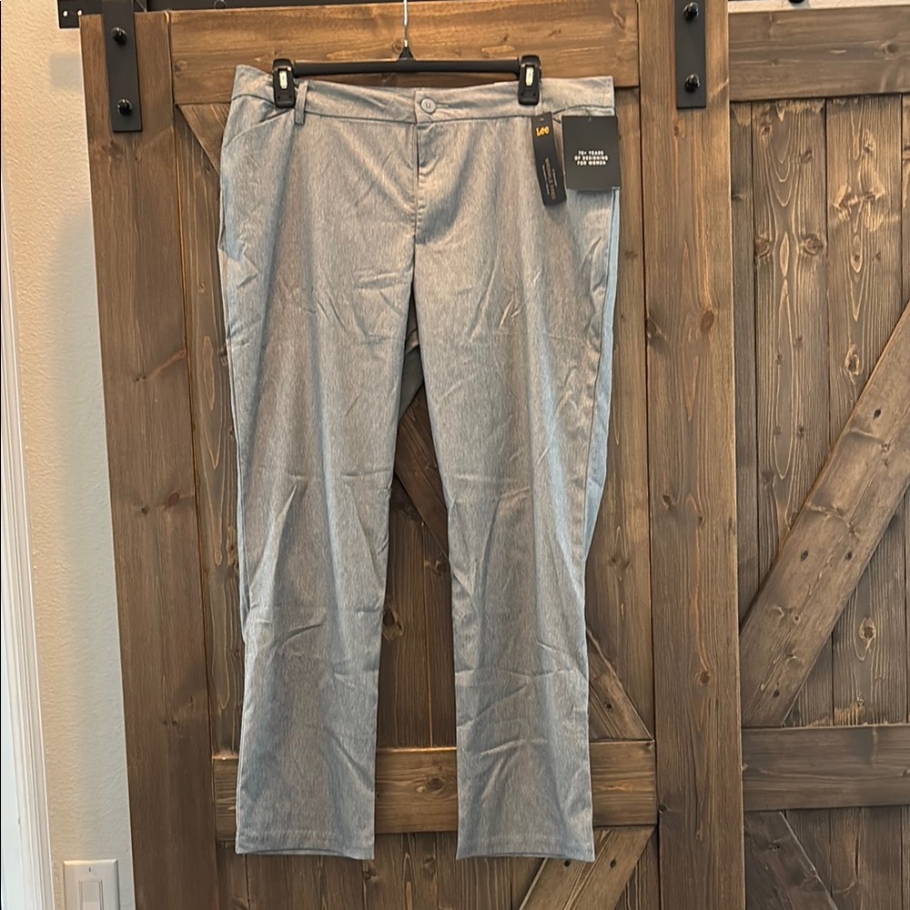 Lee Heather Gray Chinos Straight Leg Flat Front 18 Medium
